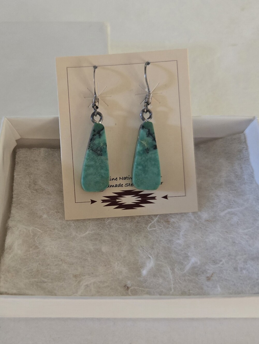 Turquoise Teardrop Stone Dangle Earrings - Green Turquoise